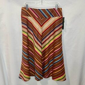 Linen A-Line Striped Skirt NWT Lauren Ralph Lauren 12
